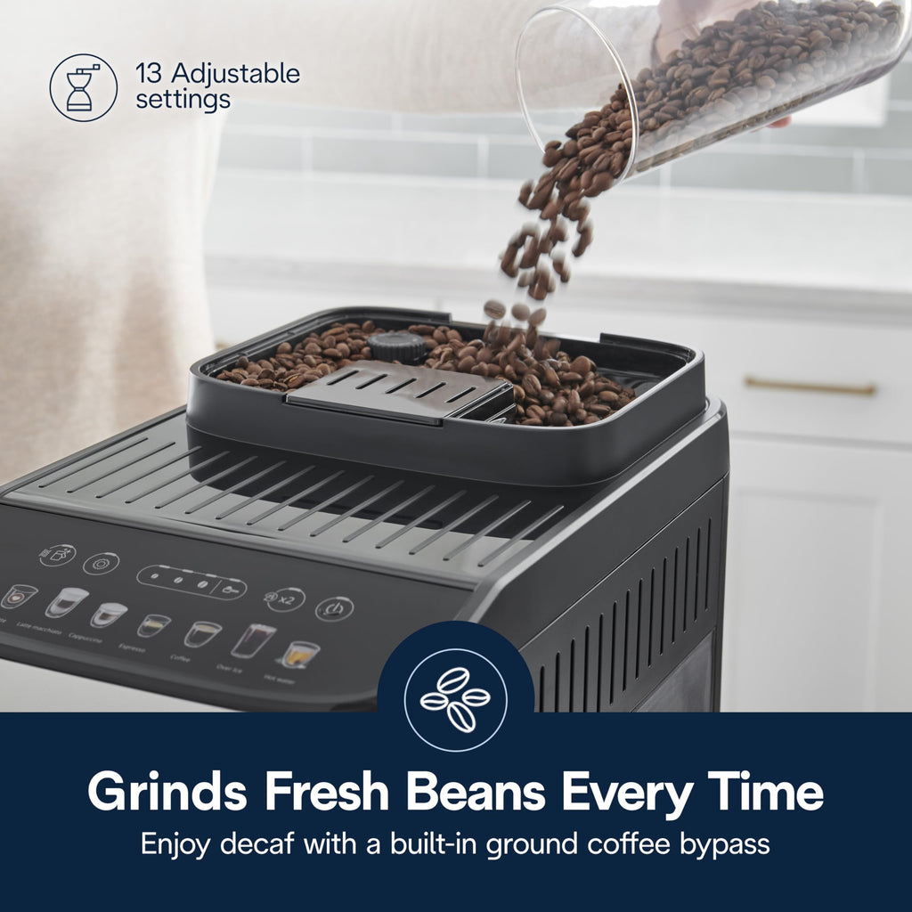 De'Longhi Magnifica Evo Automatic Espresso & Coffee Machine with Auto Milk Frother, Built-in Grinder & Auto-Clean Function - For Latte, Cappuccino