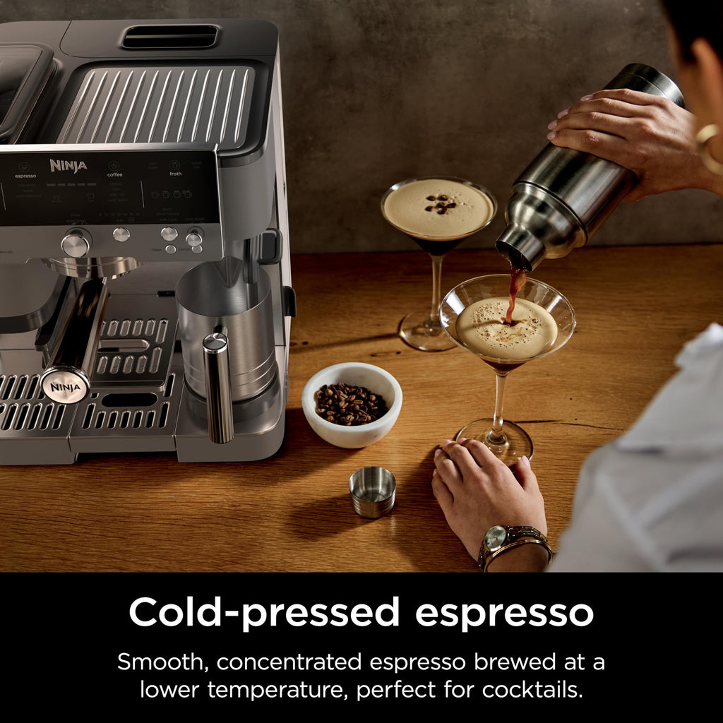 Ninja Luxe Caf 3-in-1 Espresso, Drip Coffee and Cold Brew Machine | Intergrated Coffee Grinder, Milk Frother, Assisted Tamper & Built-In Espresso