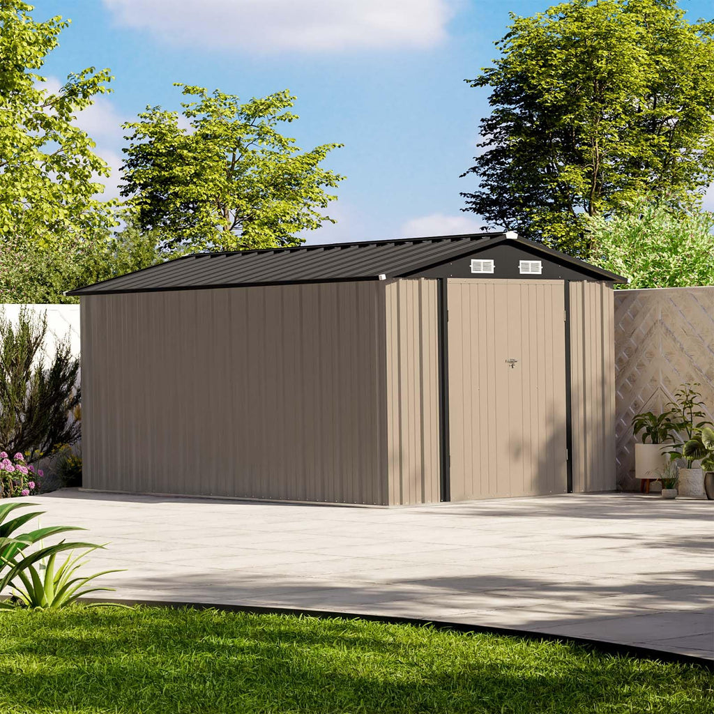Patiowell 10 x 12 FT Metal Storage Shed for Outdoor, Steel Yard Shed with Design of Lockable Doors, Utility and Tool Storage for Garden, Backyard