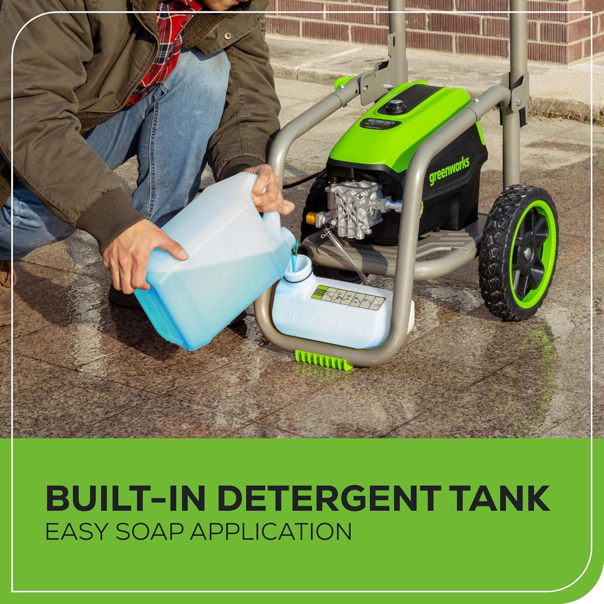 Greenworks Pro Brushless 2300 PSI (SGS Certified) 2.3 GPM Max / 1.2 GPM Electric Pressure Washer (Foldable Handles, Rugged Steel Frame, 25 FT Hose