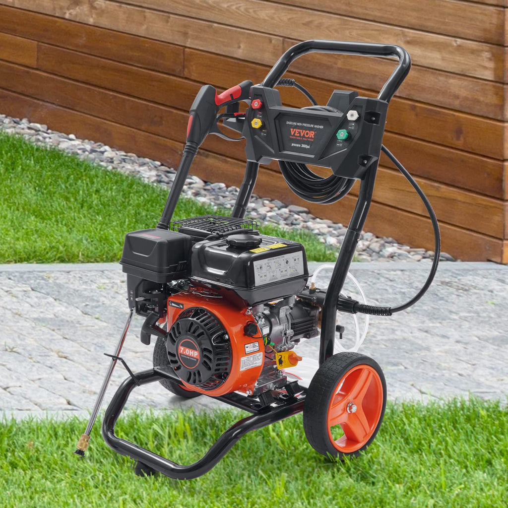 VEVOR Gas Powered Pressure Washer 3400 PSI 2.6 GPM, with Spray Gun and Extension Wand, 5 Quick Connect Nozzles, Copper Pump