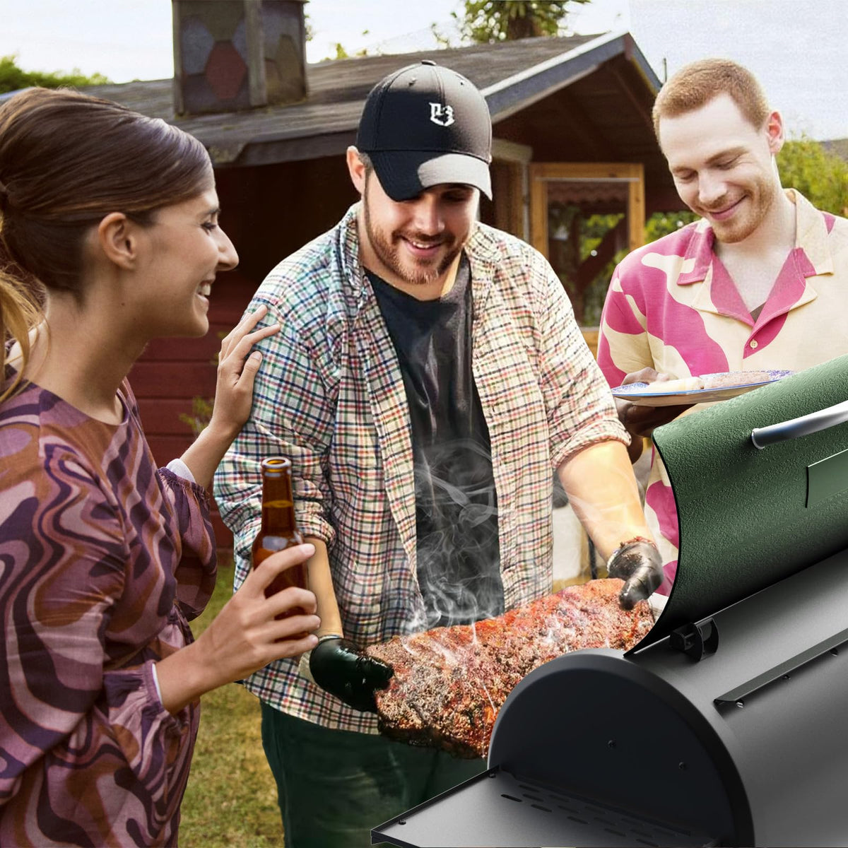 Pellet Smoker Grill Combo, 456 SQ.IN Cooking Area with PID Temperature Control (180-450F) Electric BBQ Meat Grills & Smokers, Patio Backyard for