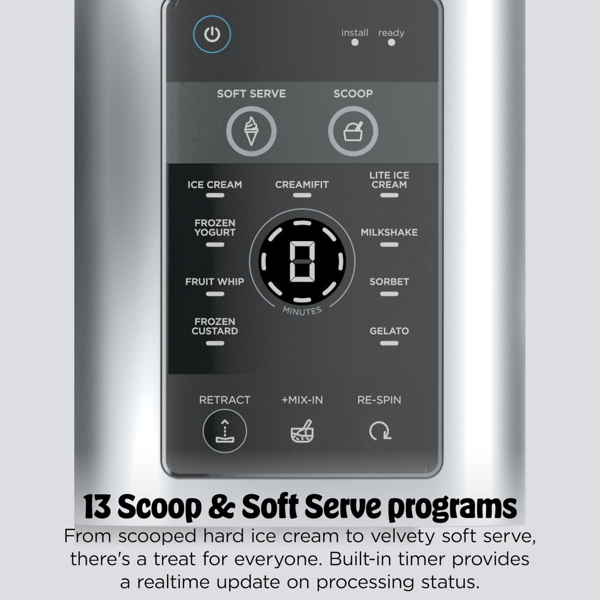 Ninja CREAMi Scoop & Swirl Ice Cream and Soft Serve Maker, Sorbet, Milkshake, Frozen Yogurt, Low Calories Program & More, 13-in-1, Soft Serve Handle