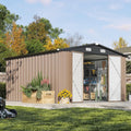 Aoxun 10 x 12FT Outdoor Storage Shed with Double Hinged Large Door Utility Garden Shed with Lockable Door & Sloped Roof Metal Sheds Outdoor Storage