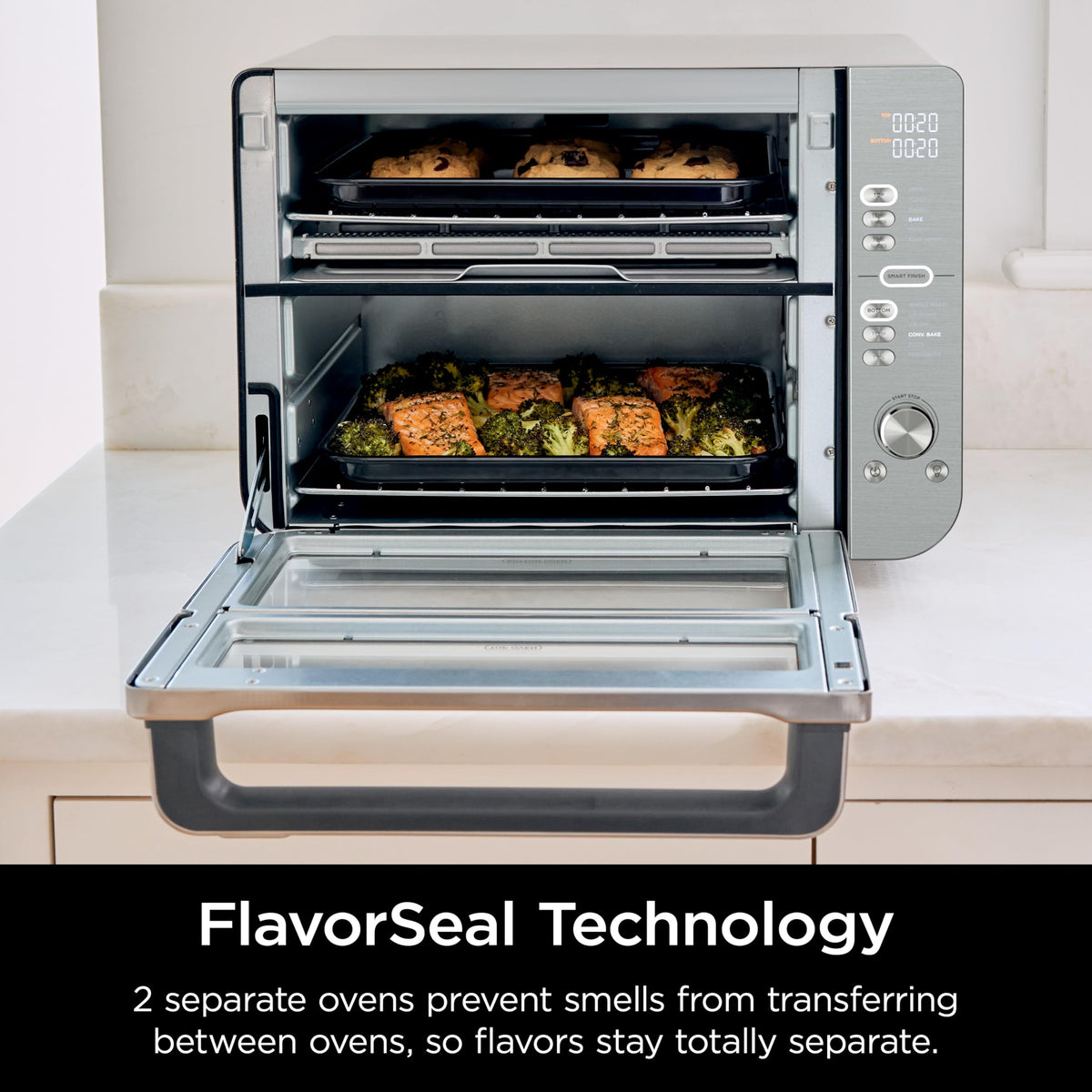 Ninja Air Fryer & Toaster Oven | Double Stack XL | Countertop Oven | 12-in-1 Fits 4.5lb Chicken & 6lbs of Wings | SmartFinish Cook 2 Different Meals