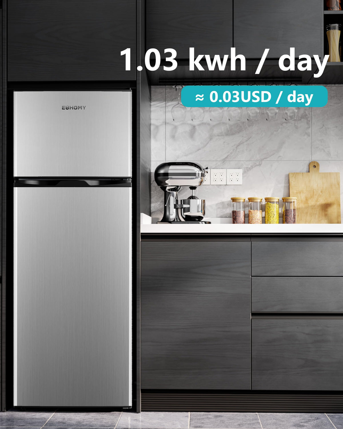 EUHOMY Mini Fridge with Freezer, 4.5 Cu.Ft Mini Refrigerator fridge, 2 door For Bedroom/Dorm/Office/Apartment - Food Storage or Cooling drinks, Black