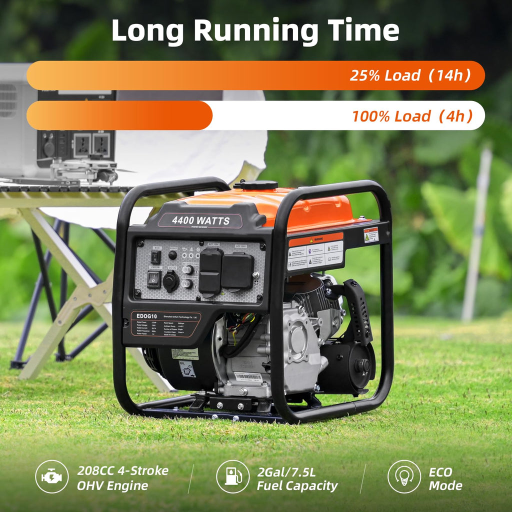 Power Equipment 4400 Watts Inverter Generator Gas Powered, Portable Open Frame Generator, Low Noise with ECO Mode, RV Ready, Emergency Home Backup
