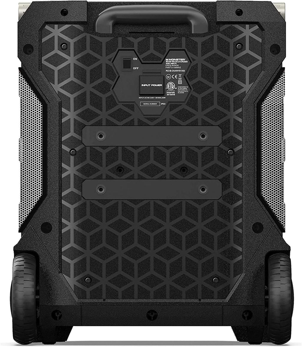 Monster Rockin' Roller 270 Portable Indoor/Outdoor Wireless Speaker, 200 Watts, Up to 100 Hours Playtime, IPX4 Water Resistant, Qi Charger, Connect