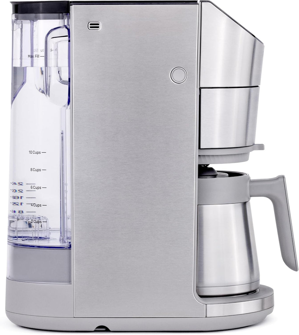 GE Profile Smart Grind & Brew Coffee Maker w/Podless Single Serve, 90oz Water Reservoir, 10 Cup Thermal Carafe, Voice Control, Adjustable Burr