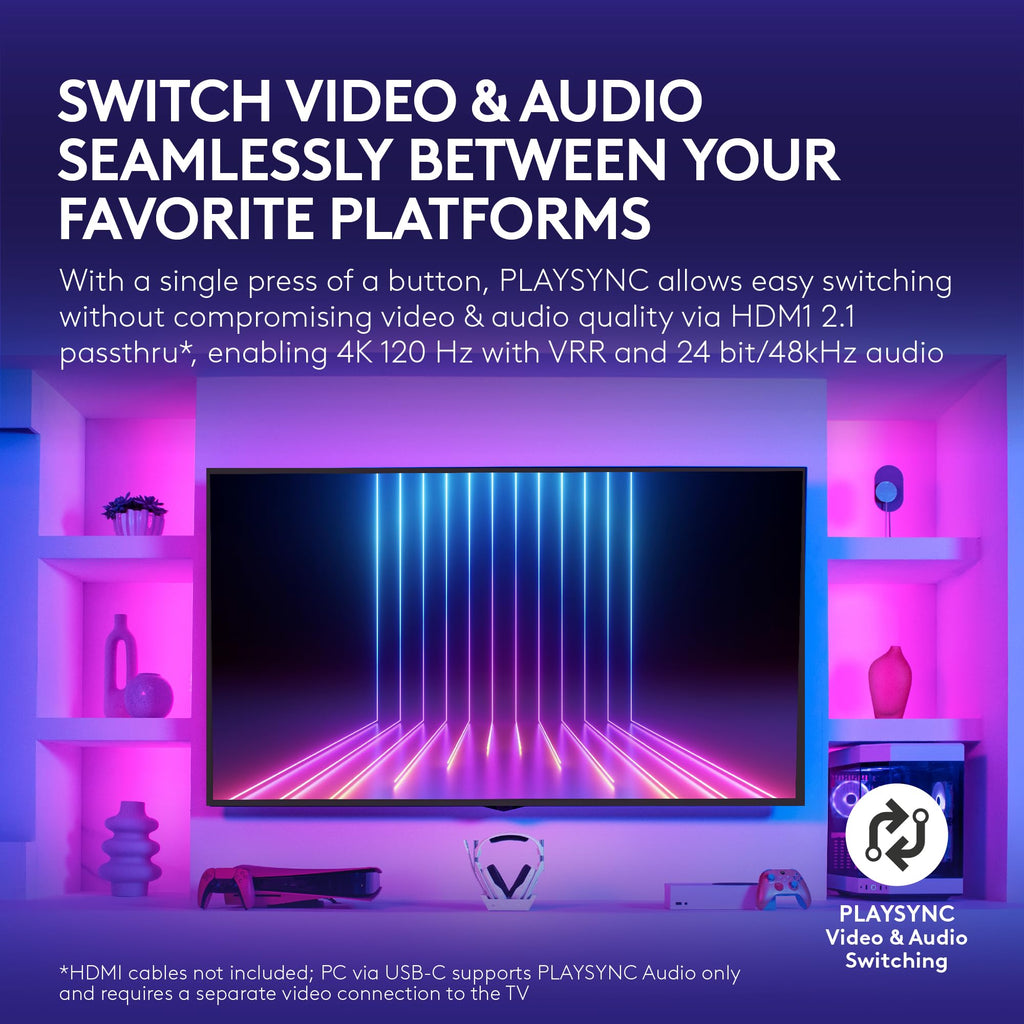 Logitech G Astro A50 X Multi-Platform Wireless Gaming Headset + Base Station for PS5/Xbox/PC: PLAYSYNC Video & Audio Switcher, HDMI 2.1 4K 120Hz VRR