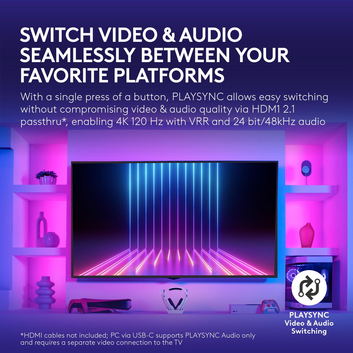 Logitech G Astro A50 X Multi-Platform Wireless Gaming Headset + Base Station for PS5/Xbox/PC: PLAYSYNC Video & Audio Switcher, HDMI 2.1 4K 120Hz VRR