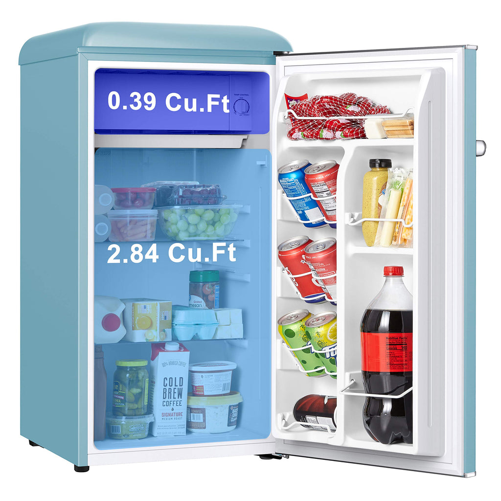 Galanz GLR25MBKR10 Retro Compact Refrigerator, Mini Fridge with Single Doors, Adjustable Mechanical Thermostat with Chiller, Black, 2.5 cu ft