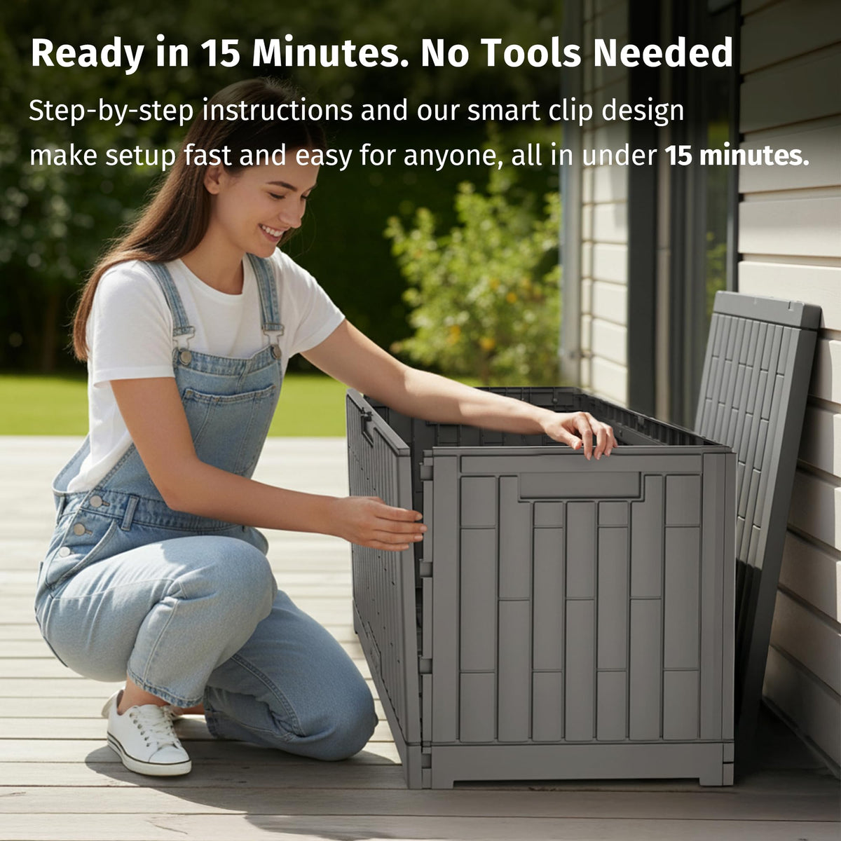 EAST OAK Outdoor Storage Box, 180 Gallon Deck Box, Large Resin Storage Bin for Patio Cushions, Gardening Tools, Lockable, Waterproof and UV Resistant