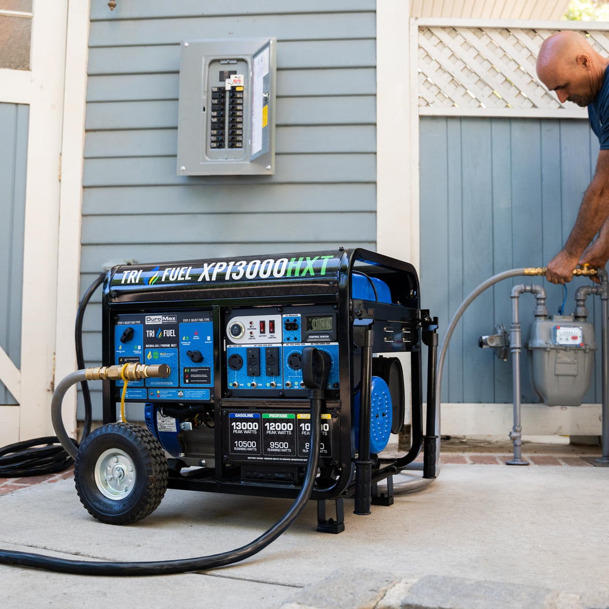 DuroMax XP13000HX 13,000-Watt Dual Fuel Portable Generator - Gas & Propane, Electric Start, Whole Home Power Backup, Transfer Switch Ready, RV &