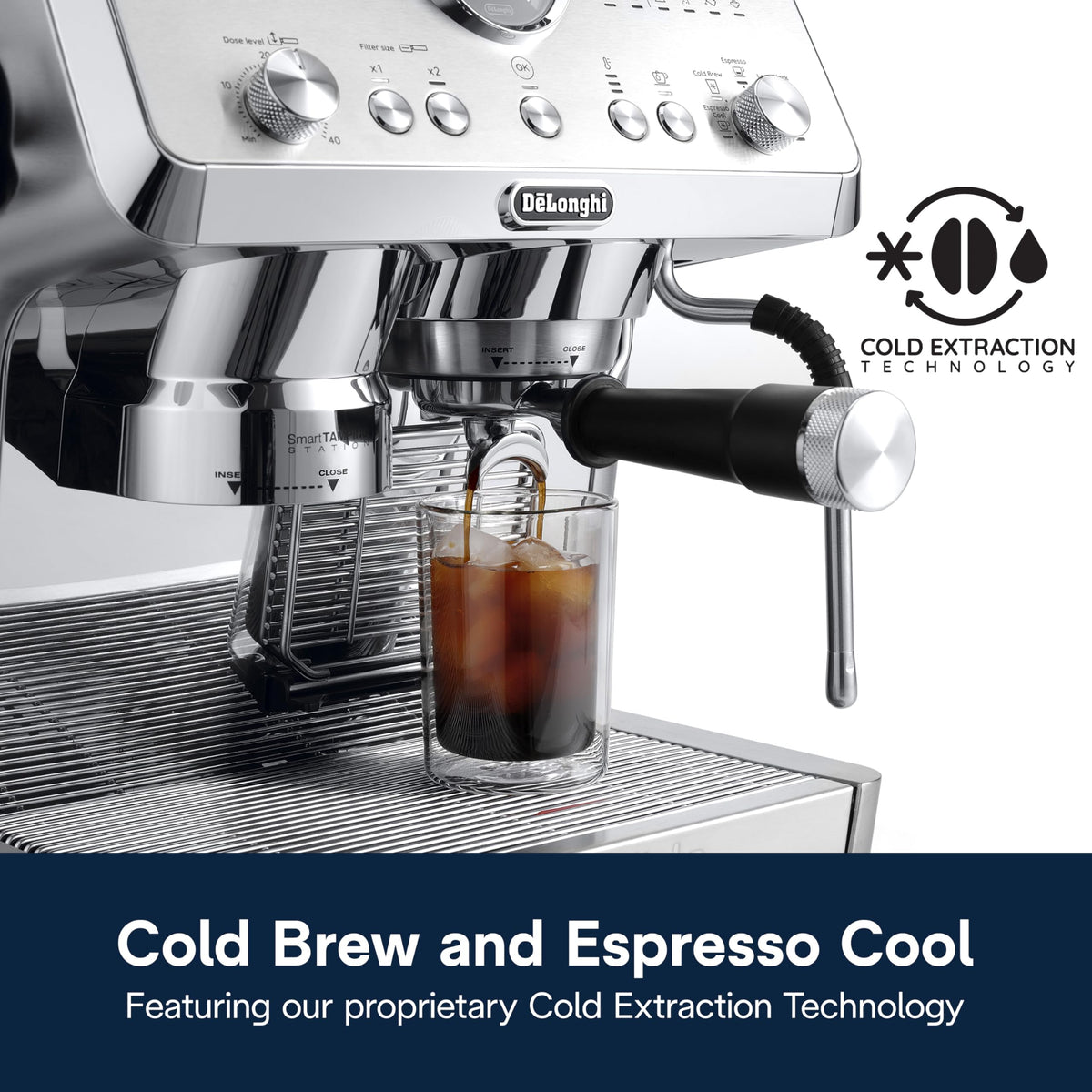 De'Longhi La Specialista Arte Evo Espresso Machine - Compact Cold Brew Coffee Maker with Grinder, Milk Steam Wand/Frother & Tamping Tools - Home