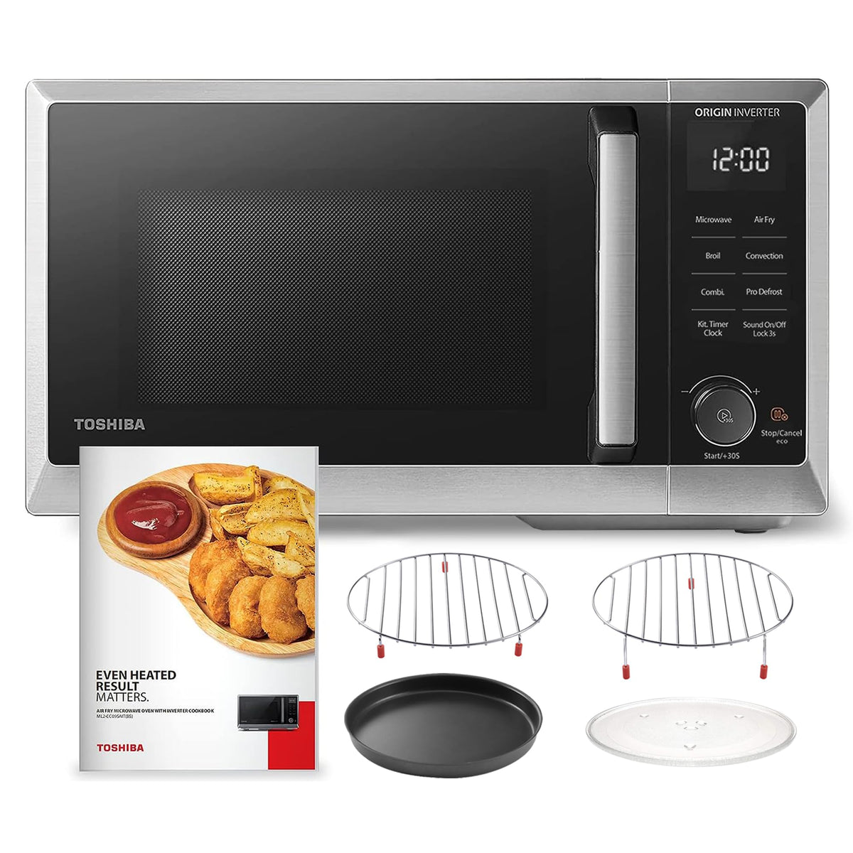 TOSHIBA 6-in-1 Inverter Countertop Microwave Oven Healthy Air Fryer Combo, MASTER Series, Air Fryer, Broil, Convection, Speedy Combi, Even Defrost