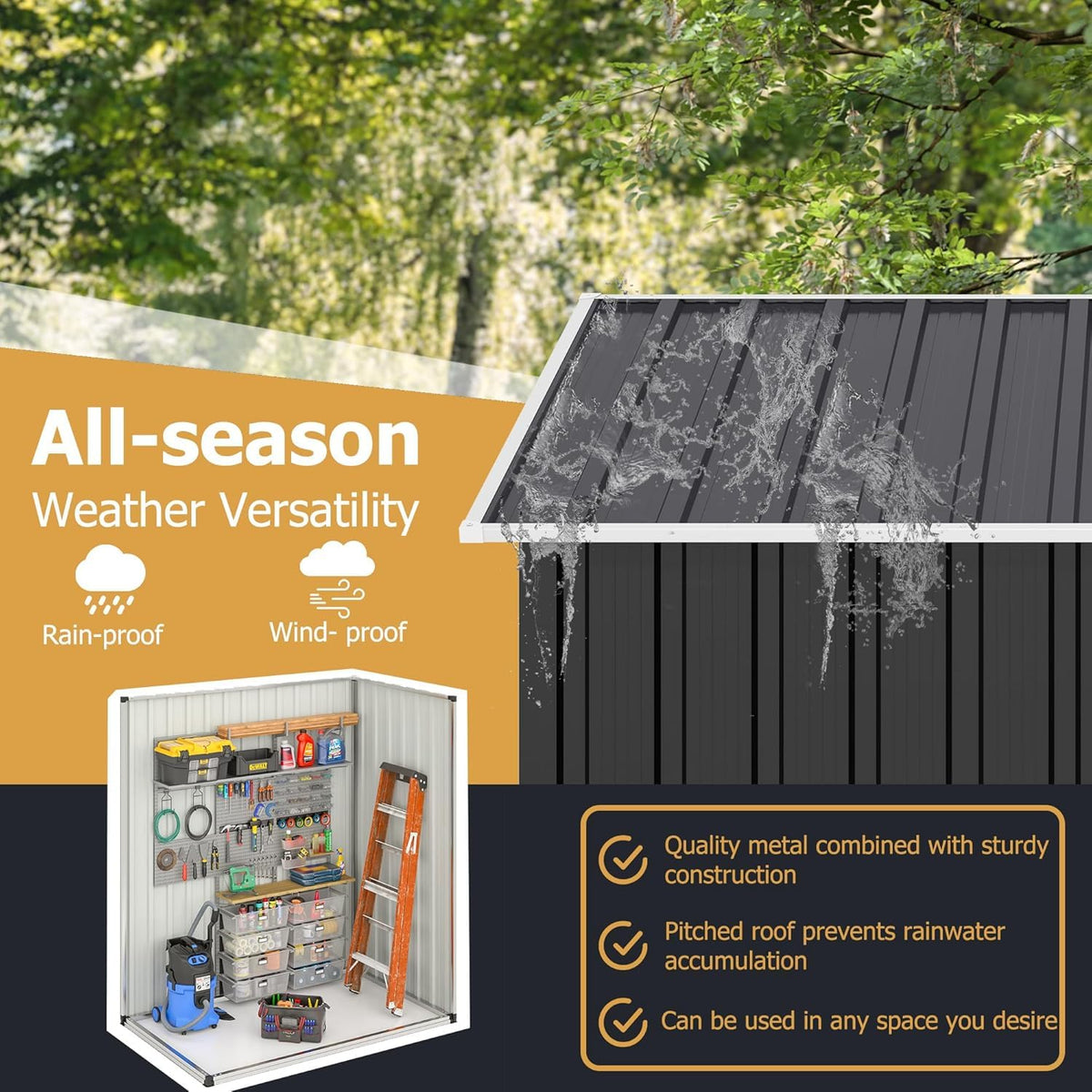 Polar Aurora 12x14 FT Outdoor Storage Shed, Garden Shed with Updated Frame Structure and Lockable Doors, Metal Tool Sheds for Backyard Garden Patio