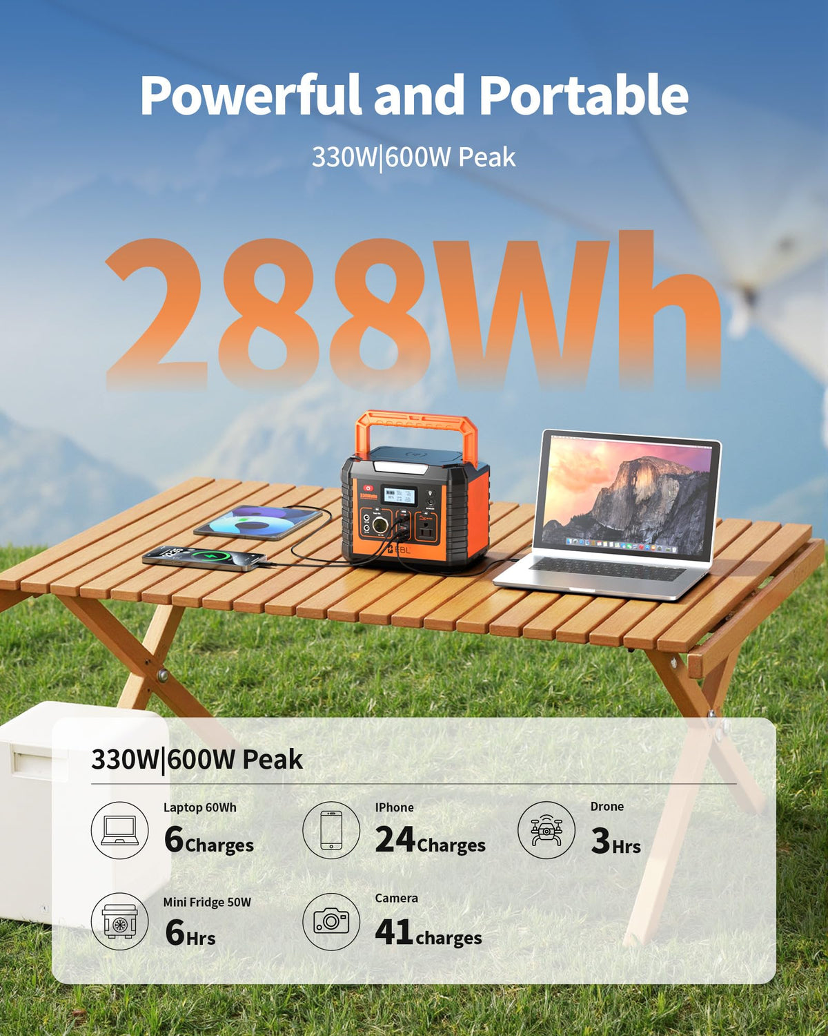 EBL Portable Power Station 500, 519.4Wh Outdoor Solar Generator with 110V/500W AC Outlet for Home Use, Emergency Backup, Camping