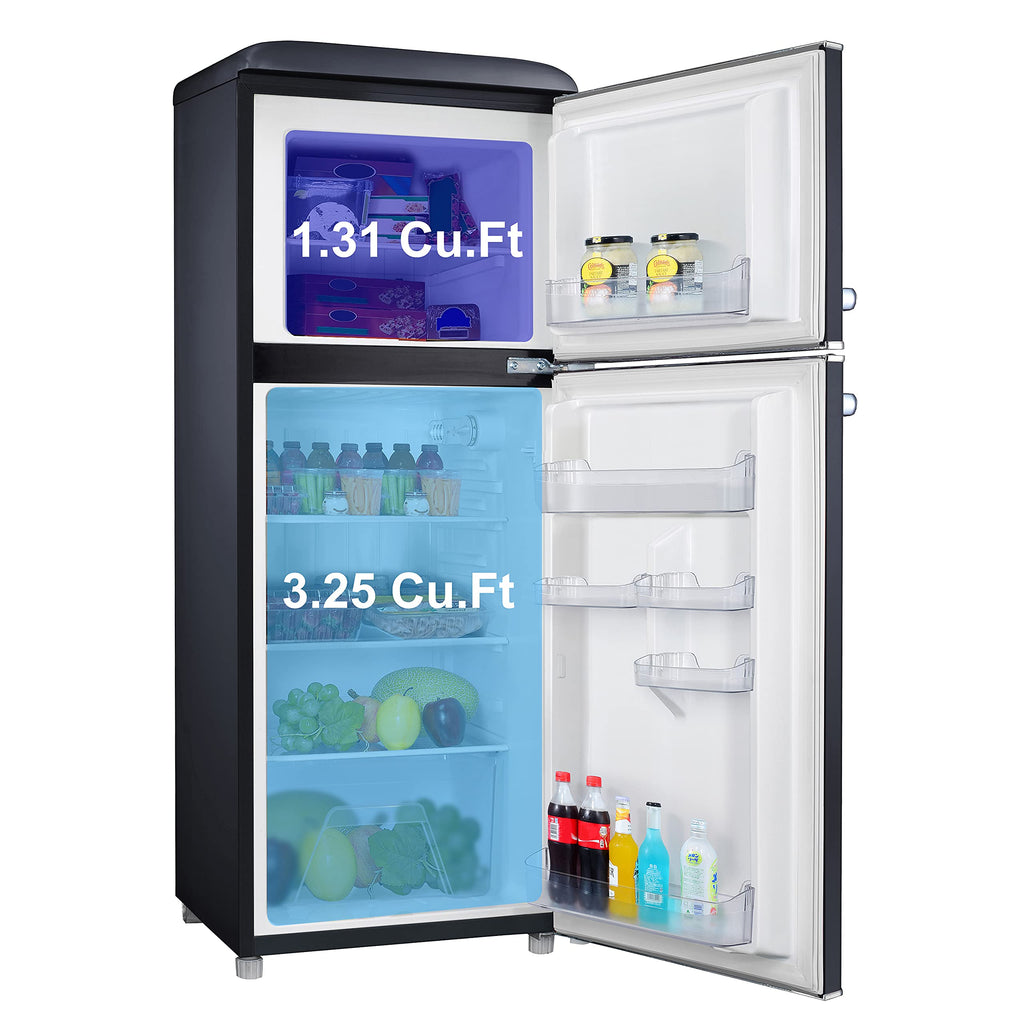 Galanz GLR25MBKR10 Retro Compact Refrigerator, Mini Fridge with Single Doors, Adjustable Mechanical Thermostat with Chiller, Black, 2.5 cu ft