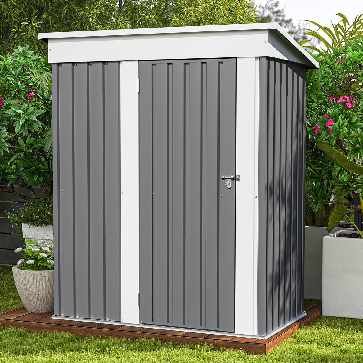 Patiowell 10 x 12 FT Metal Storage Shed for Outdoor, Steel Yard Shed with Design of Lockable Doors, Utility and Tool Storage for Garden, Backyard