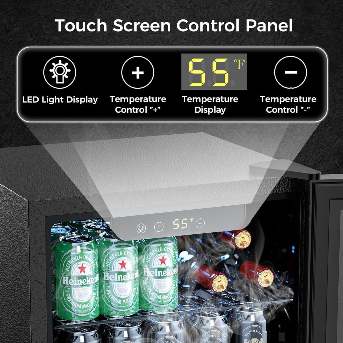 COWSAR 4.5 Cu.Ft Wine Fridge 37 Bottle, ETL Approved Freestanding Wine Cooler 145 Can Beverage Refrigerator with Stainless Steel Reversible Glass