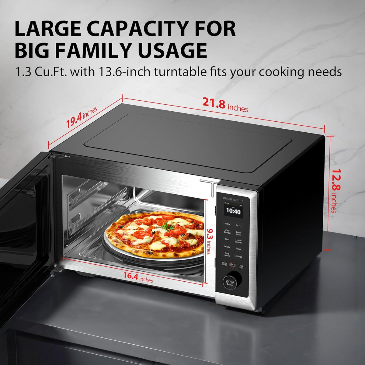 TOSHIBA OptiChef Air Fryer Combo Countertop Microwave Oven with 2.4-Inch Color Screen, Origin Inverter Technology, Smart Sensor, Compatible with