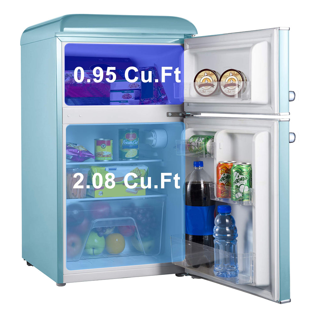 Galanz GLR25MBKR10 Retro Compact Refrigerator, Mini Fridge with Single Doors, Adjustable Mechanical Thermostat with Chiller, Black, 2.5 cu ft