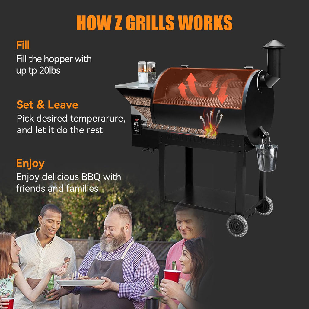 Z GRILLS ZPG-450A2 Wood Pellet Grill & Smoker, PID V3.0 Controller, 459 Sq in Cook Area, Foldable Shelf, Meat Probe, Rain Cover, 8 in 1 BBQ Grill