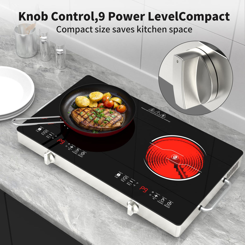 4 Burner Electric Cooktop,7200W Built-in & Countertop 4 Burner Electric Stove Top with 9 Power Levels, Child Safety Lock & 99mins Timer, 30 inch