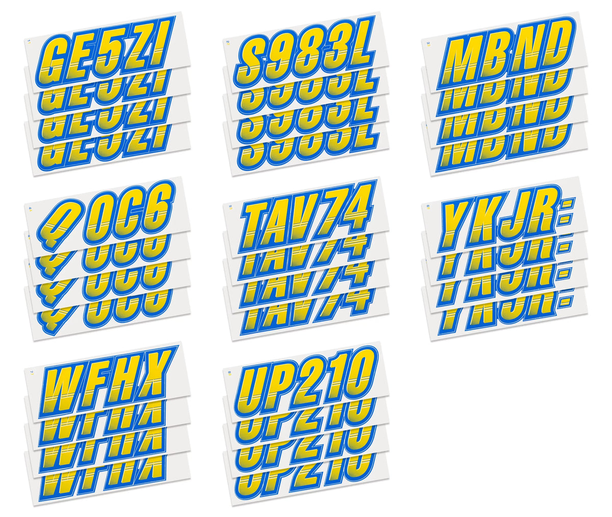 for Letters Stickers Techtron Identification Boats  Numbers Decals & PWC 3" Kit Personal Liquidcraft STIFFIE & Yellow/Blue Alpha-Numeric Registration Custom