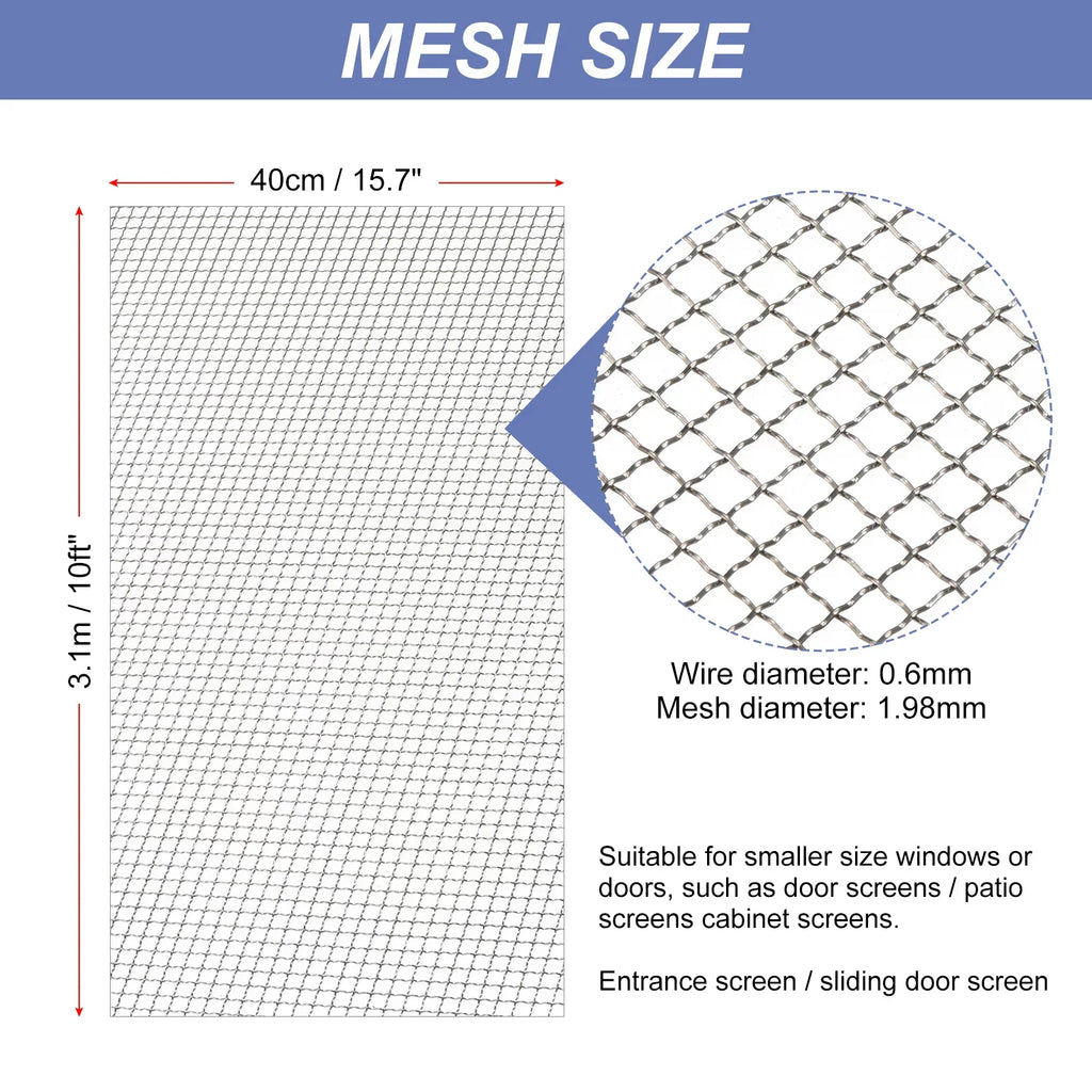 Window Woven Stainless Replacement Screen Door Wire Air 304 Vent Steel Screen Mesh Screen, Mesh for