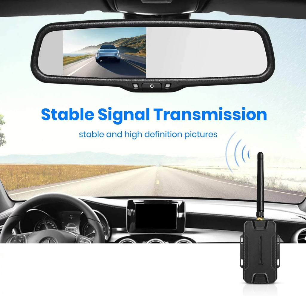 Wiring No View Mirror (T1400U) Rear Kit Auto-Vox Installation Trucks, Monitor OEM Backup for Camera Wireless Look