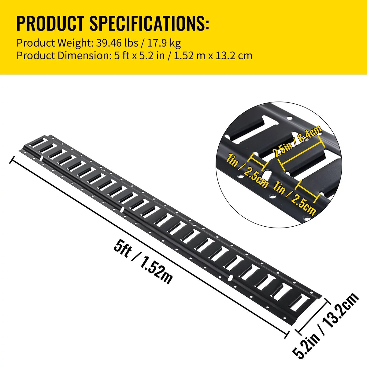 E Down BENTISM 5-Feet Rails 4PCs Trailer Enclosed E Track Tie Cargo Track Rails
