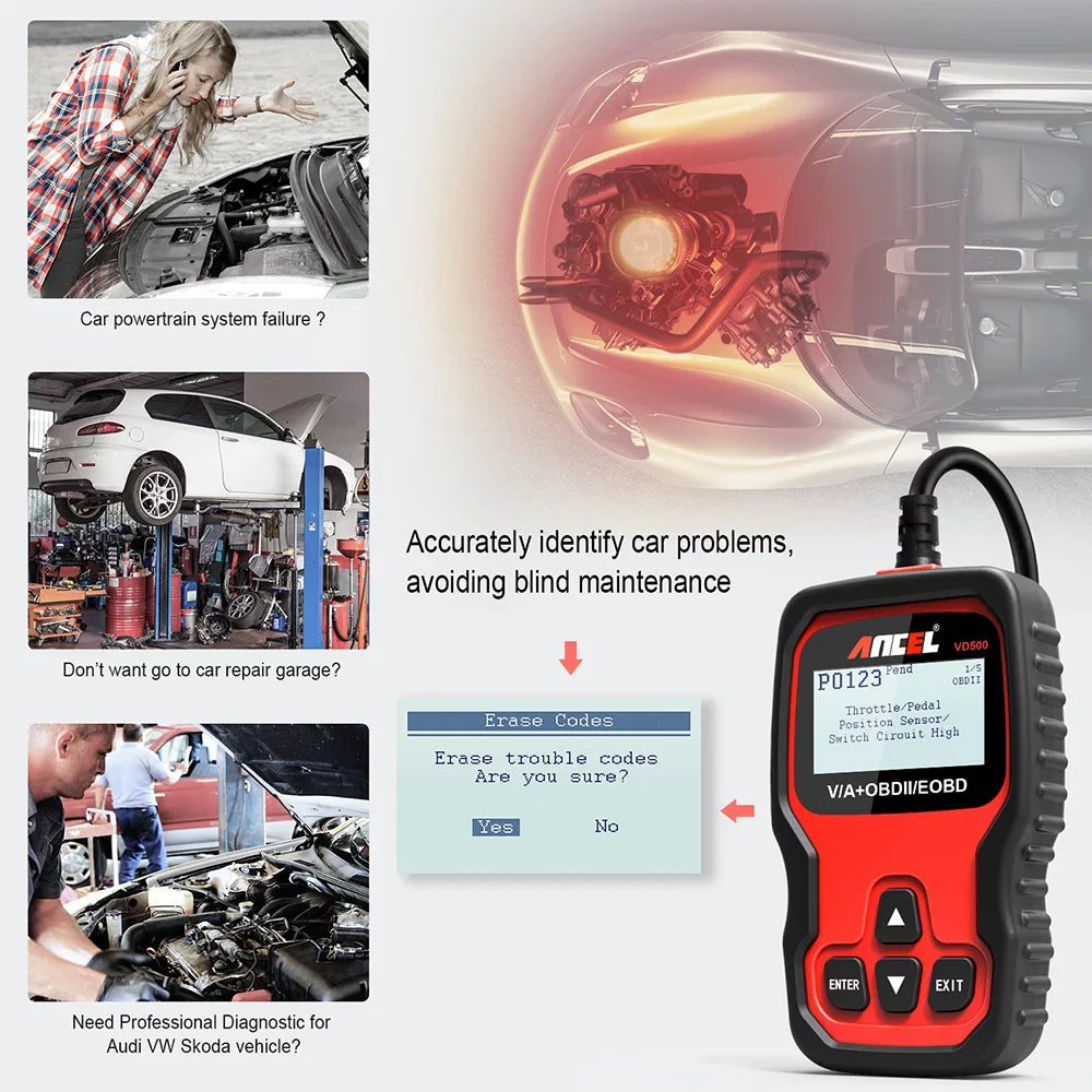 Ancel Adapation System EPB Tool IMMO OBD2 Automotive Diagnostic Seat ABS Skoda All Code VW SRS OIL for Scanner Oil Throttle Audi Reader EPB