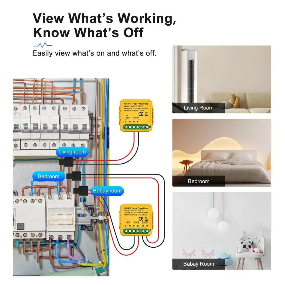 Meter Wifi Consumption Solar 80a Smart 2. Andoer Meter regulator,Statistics Automatic Phase 50/60hz Clamp voltage Clamp 80a Solar Current 100-240v Solar Clamp Smart