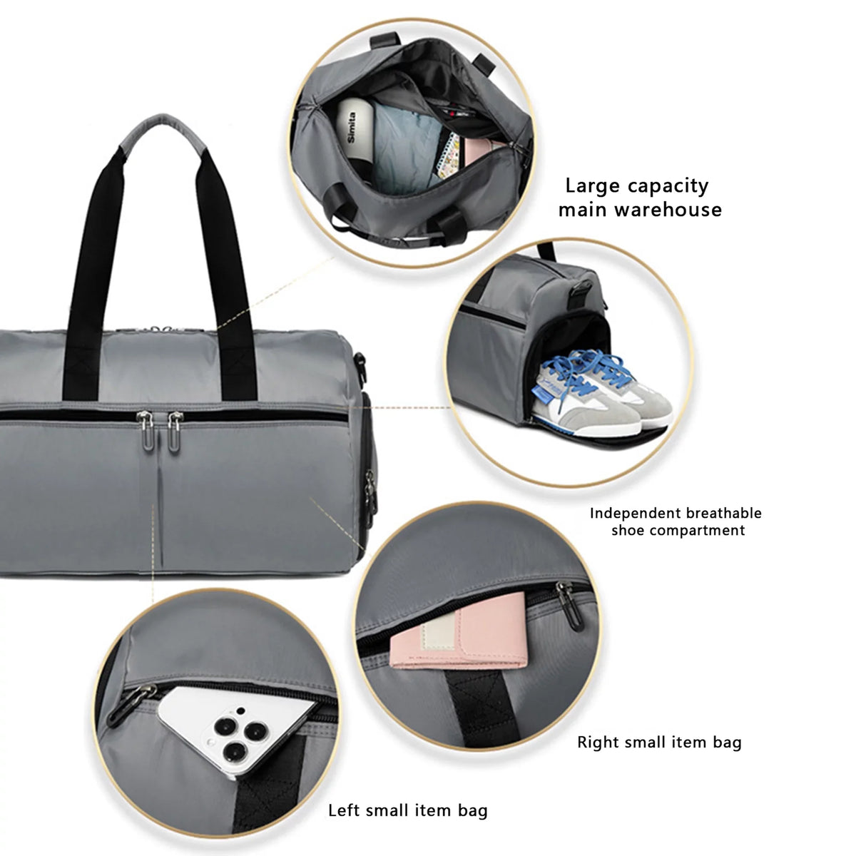 with Bag Wet for Compartment Women Travel Overnight Men Dry Duffel Sports Small Bag Tsseiatte Bag and Pocket Shoes