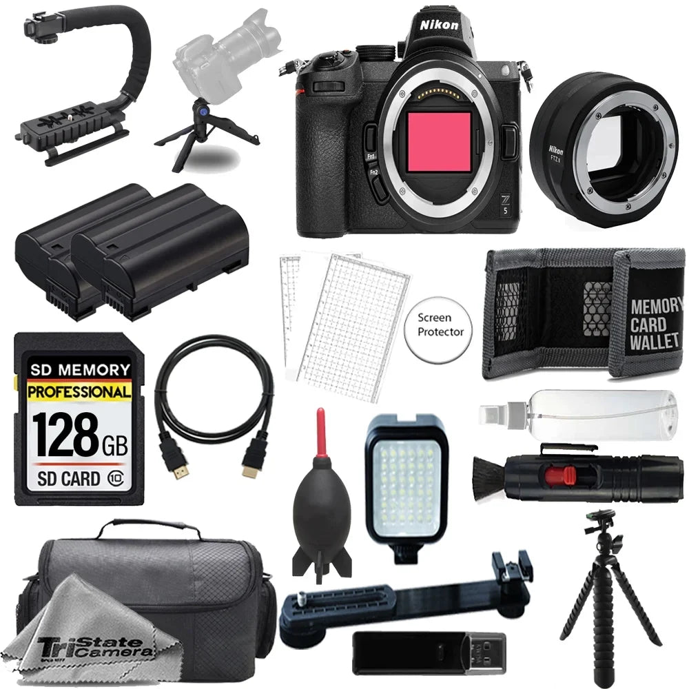 w/ FTZ Extra + Camera Z5 Nikon (Body) Digital LED Battery+ ULTIMATE Adapter+ Flash- Kit Mount Mirrorless II 128GB