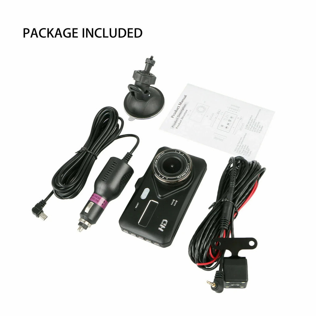 4 Cam DVR Lens Vehicle Driving Dual Car 1080P Recorder LCD Video Camera Dash