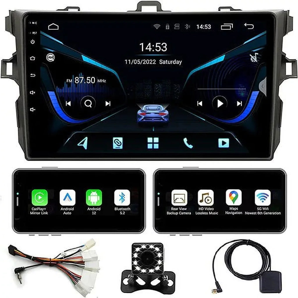 Toyota 08-12 Navigation, Stereo Screen CarPlay&Android Bluetooth, Wireless Backup with GPS Compatible Auto,Touch Camera FM&AM, Corolla for 12 Car Car Radio Android Binize Support