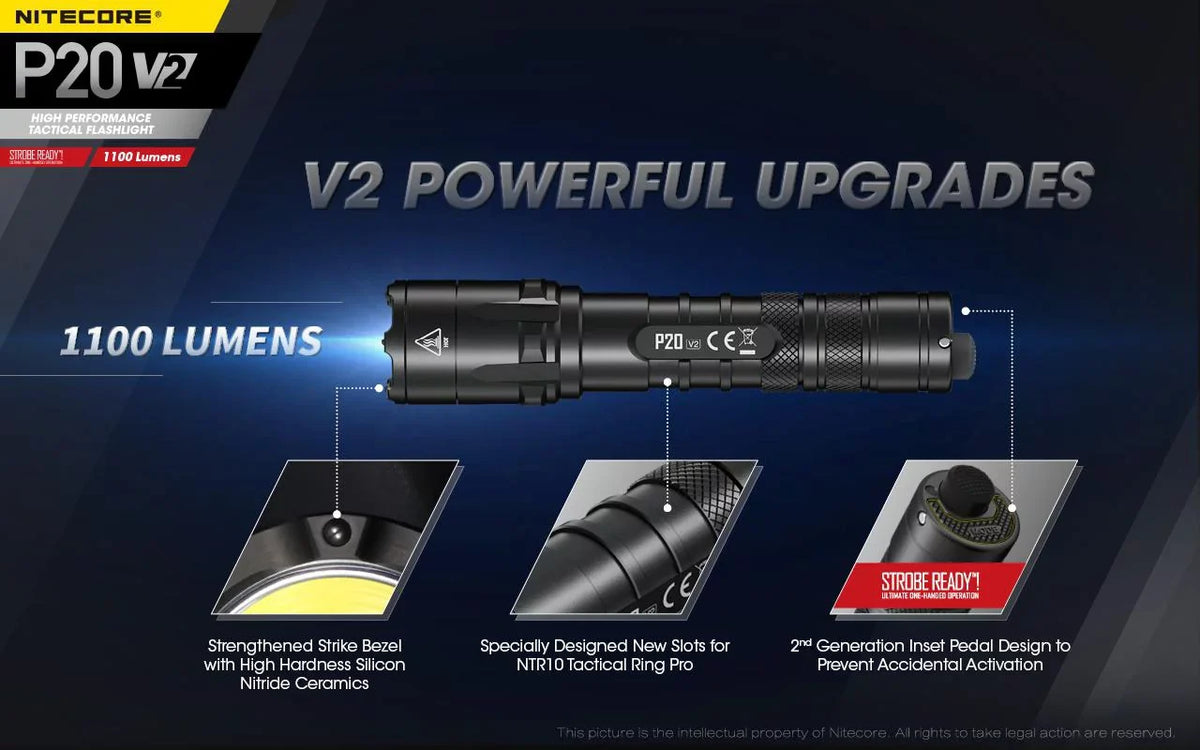 '- Battery, Tactical V2 Free - XP-L2 Flashlight Combo: Batteries P20 LED V6 Lumens +2x D2 1100 CREE Charger w/NL189 Nitecore CR123A Eco-Sensa