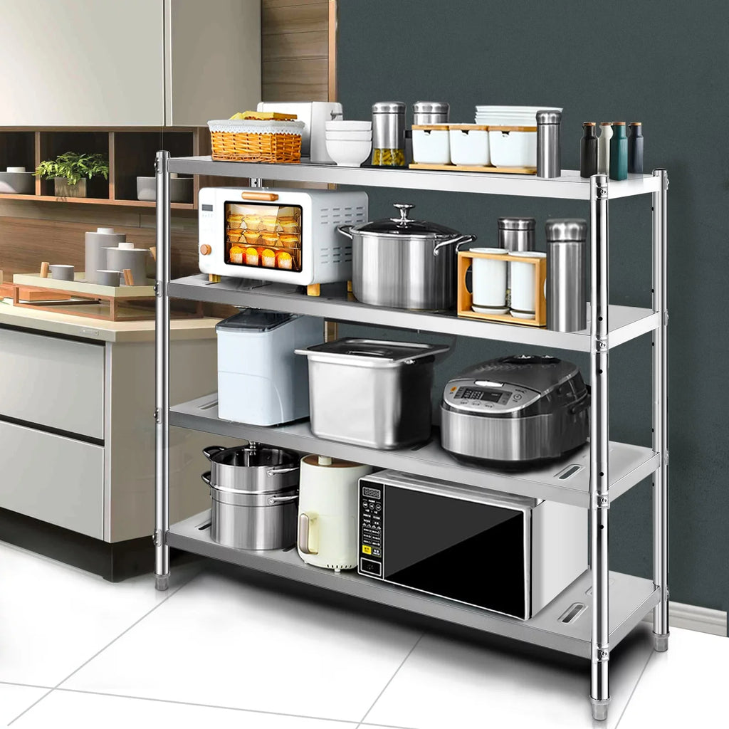 Garage BENTISM Duty Heavy Shelf 4-Tier Steel Shelving 59.1x17.7x61in Stainless