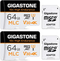 Gigastone 64GB Endurance 100MB/s, Compatible SD (MLC) U3 Card, Recording, 10x Cam, MLC C10, High Video Pack Security (2x64GB) Surveillance Dash Micro Cam, 4K 2
