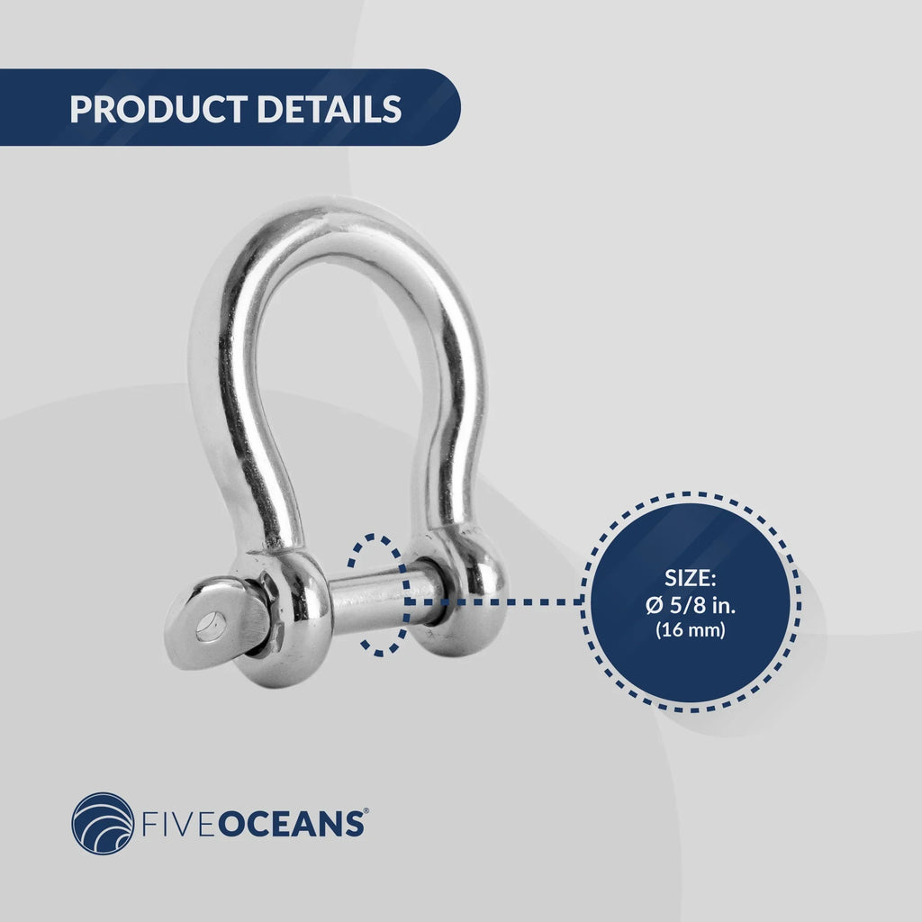 Steel Boat, Sailboat Anchor FO430 Oceans for Stainless Five 5/8 Shackles, Pin Screw Bow Shackle