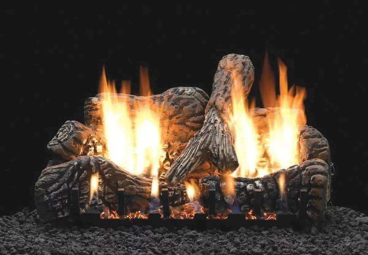 VF/V Charred MV with Logset 16" Burner, Slope LP Glaze Oak
