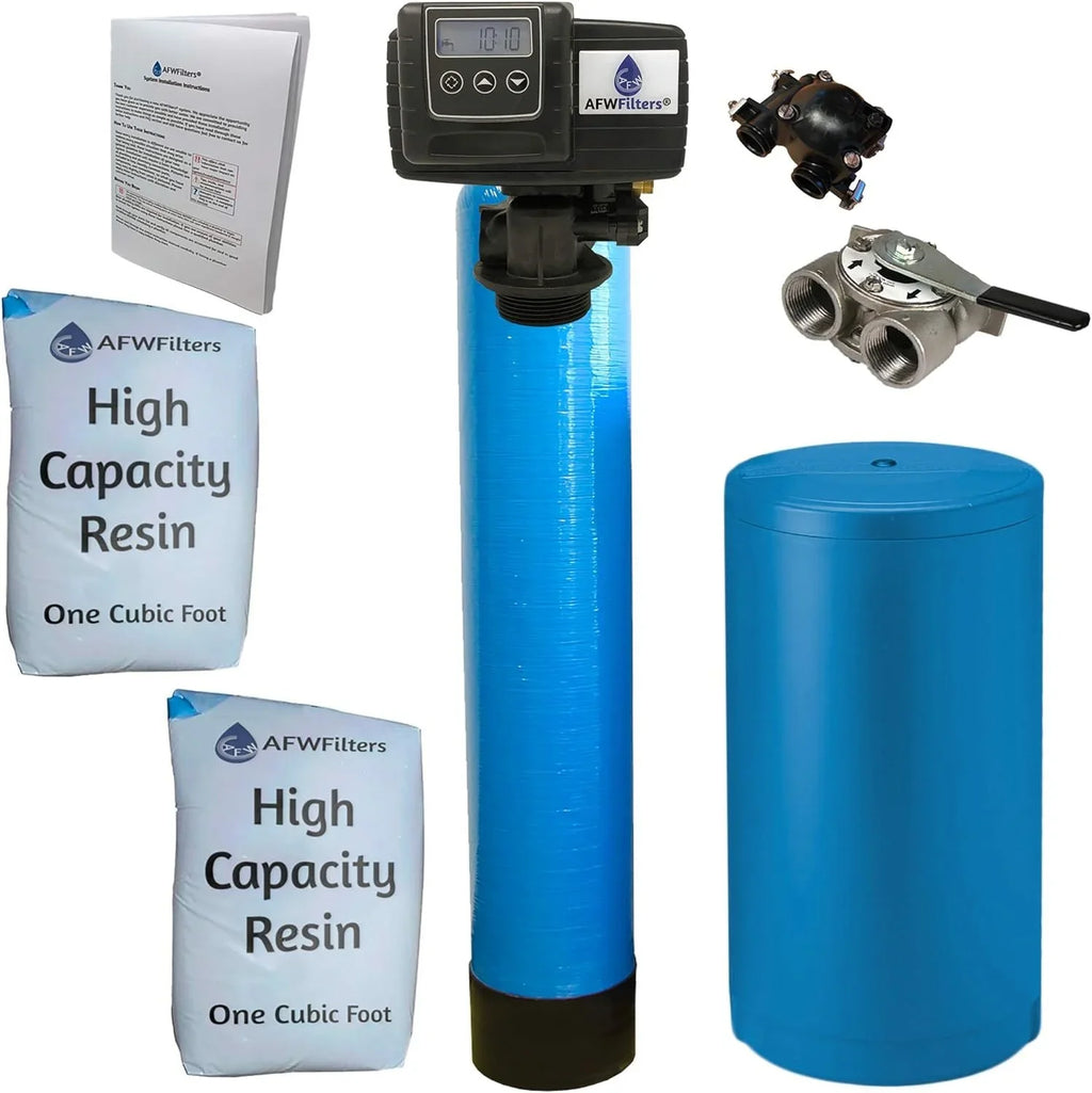 Blue with Capacity Tanks Liquid Resin, 2 Steel Whole Softener cubic High AFWFilters 1" Home 64k Connection, FNPT Foot Stainless and