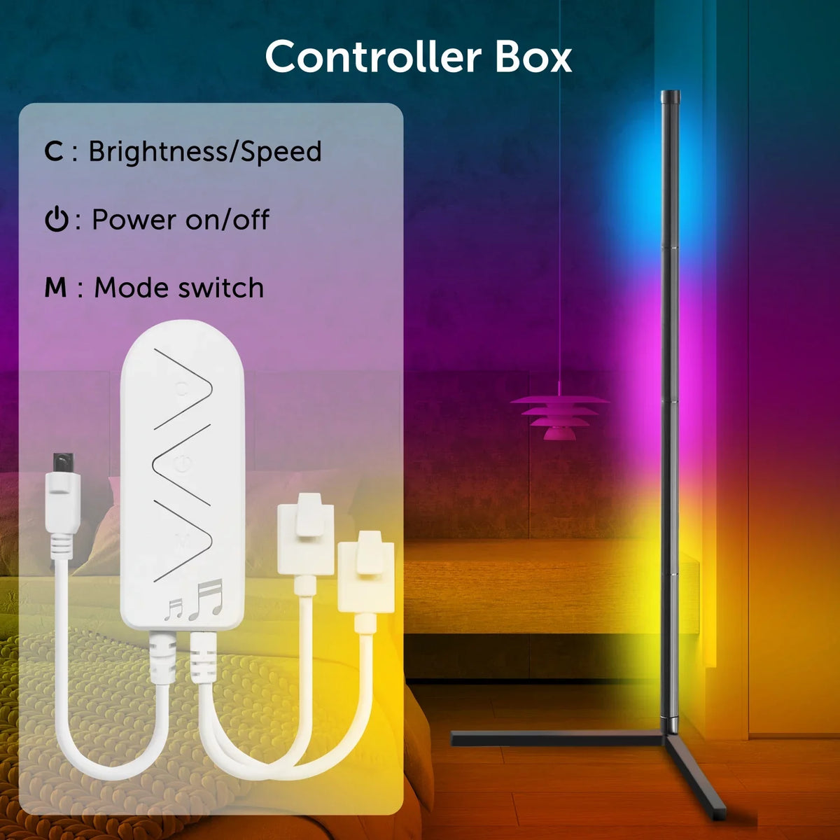 Smart Floor LED WiFi Syn Lamp, Color eco4life Dimmable, Changing, Standing Music