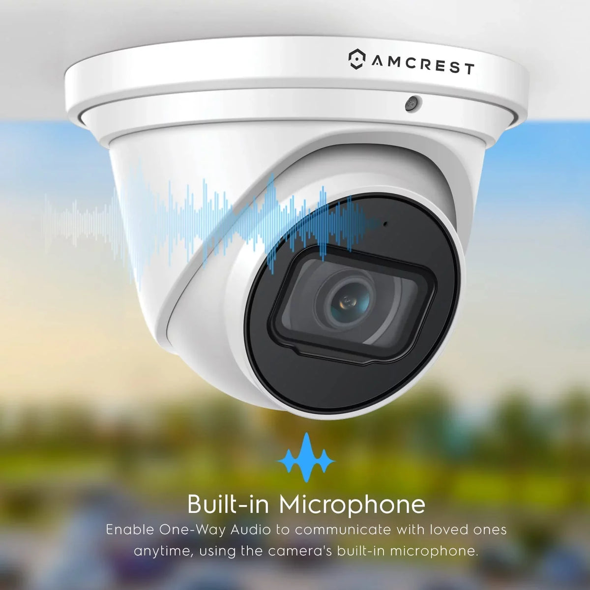 Camera POE Security Outdoor 3840x2160, in Amcrest MicroSD, POE Detection, Wide AI IP UltraHD 4K Camera, Weatherproof, 8MP (IP8M-T2669EW-AI) Built Human/Vehicle IP67 (Used) Turret Mic, White Angle,