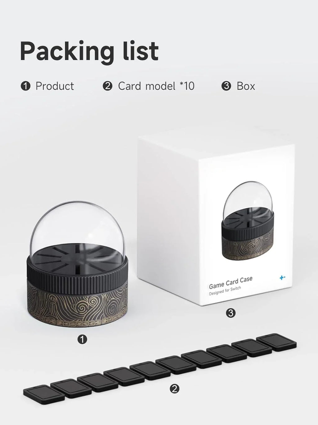 Card Storage Case 10 Switch, Nintendo Black Card Case Vita, Game Rotating PS Game with for Slots,