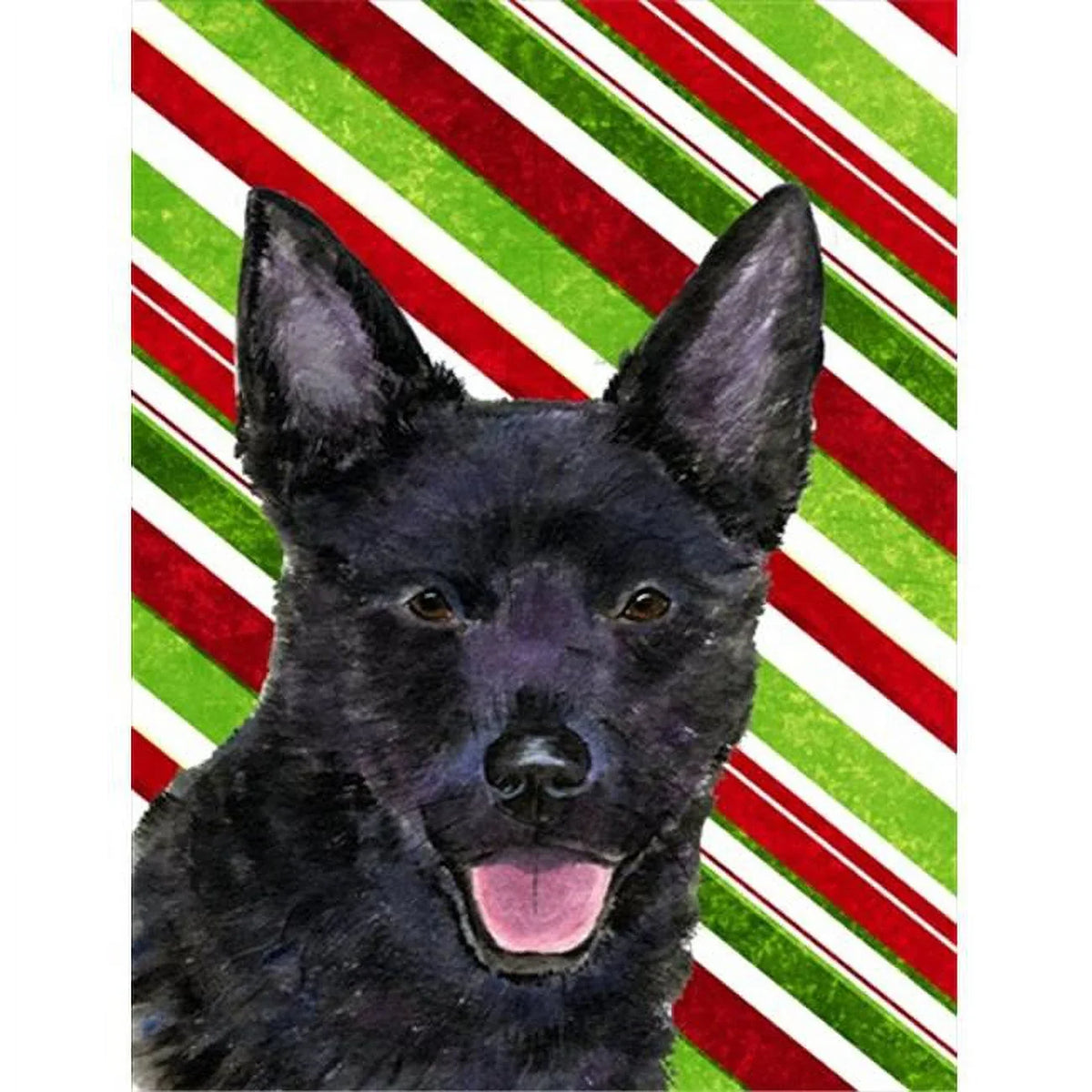 Size Canvas- Christmas Flag Cane Australian Treasures Holiday House Candy Carolines Kelpie