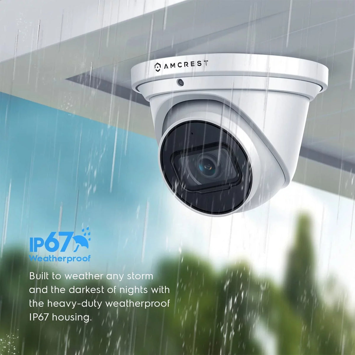 Camera POE Security Outdoor 3840x2160, in Amcrest MicroSD, POE Detection, Wide AI IP UltraHD 4K Camera, Weatherproof, 8MP (IP8M-T2669EW-AI) Built Human/Vehicle IP67 (Used) Turret Mic, White Angle,